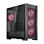 ASUS TUF Gaming GT302 ARGB black ATX mid-tower gaming case with RGB fans and tempered glass side panel.