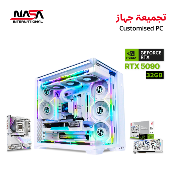Gaming PC with Ryzen 9 9950X3D, ASUS ASTRAL RTX 5090 32GB WHITE, CORSAIR 64GB DDR5, 4TB Gen5 SSD.