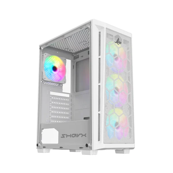 Sharx Razorfin ATX Mid Tower Case with Tempered Glass Side Panel, 4 RGB Fans