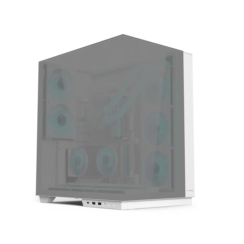 Acer V333 ATX Mid-Tower Case with Triple Tempered Glass Panels & 8 ARGB Fans – Silver