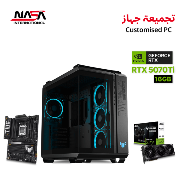 Gaming PC AMD Ryzen 7 9800X3D, ASUS TUF X870-Plus WiFi, 32GB DDR5 RAM, 2TB NVMe M.2 SSD, ASUS TUF RTX 5070 Ti 16GB, ASUS TUF LC III 360 LCD Cooler, 1000W PSU, Windows 11 Pro Original.
