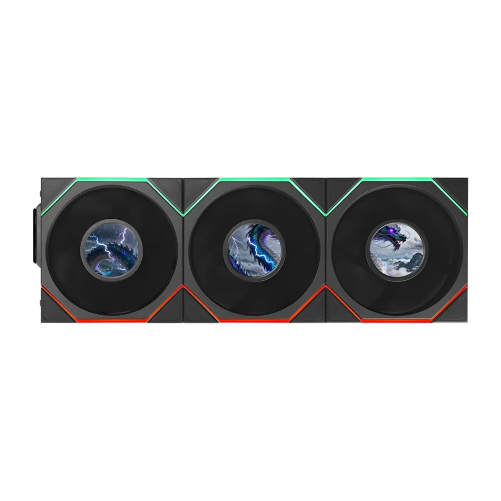 LIAN LI UNI FAN TL FLEX Wireless LCD 120mm ARGB Case Fans – 3-Pack with 1.8" LCD Display, Black