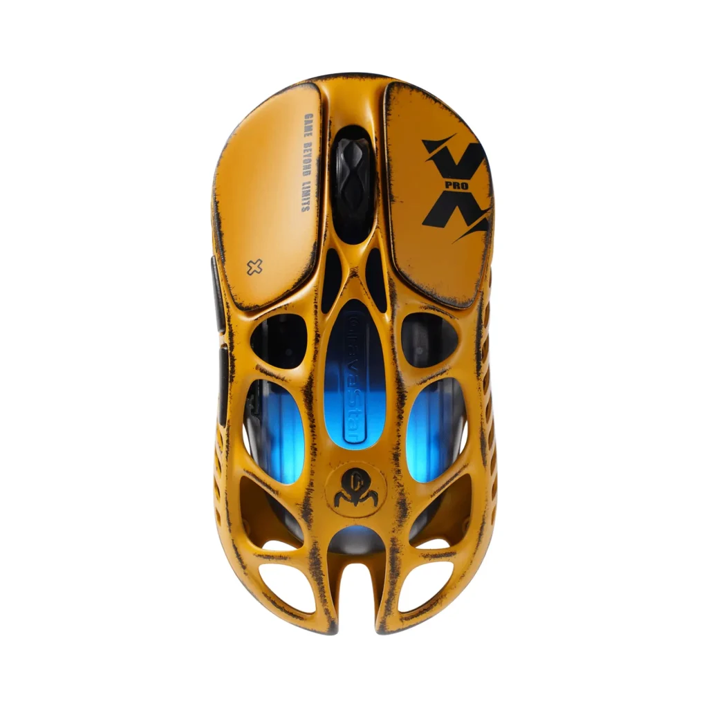 GravaStar Mercury X Pro Special Edition Gaming Mouse – Battle Worn Yellow, Magnesium Alloy Frame, Tri-Mode Wireless, Bluetooth & USB-C Wired