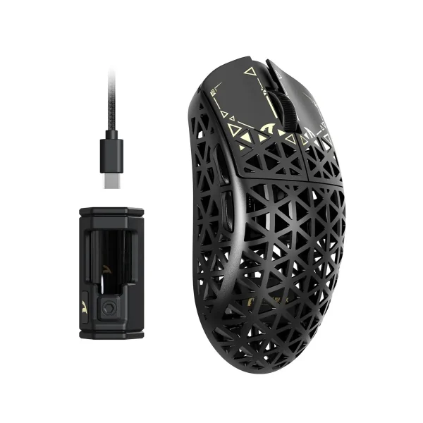 ATTACK SHARK R5 Ultra Carbon Fiber Tri-Mode Wireless Gaming Mouse – Black, PAW3950MAX Sensor, 8KHz Polling Rate, 42,000 DPI