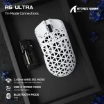 ATTACK SHARK R5 Ultra Carbon Fiber Tri-Mode Wireless Gaming Mouse – White, PAW3950MAX Sensor, 8KHz Polling Rate, 42,000 DPI