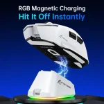 ATTACK SHARK V6 Tri-Mode Wireless Gaming Mouse – White, 25,000 DPI, 1KHz Polling Rate, Magnetic Charging Dock