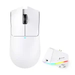 ATTACK SHARK X11 Tri-Mode Wireless Gaming Mouse – White, 22,000 DPI, 1KHz Polling Rate, 5 Programmable Buttons, RGB Charging Dock