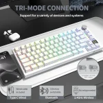 ATTACK SHARK X820 Ultra RGB Tri-Mode Mechanical Gaming Keyboard – White Contours, Shark Switches, Wireless/Bluetooth/USB-C