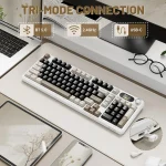 ATTACK SHARK X98 Pro 99% Tri-Mode Mechanical Gaming Keyboard – Cheese White, Blueberry Linear Switches, 1.5" LED Matrix Display
