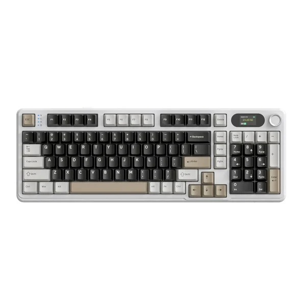ATTACK SHARK X98 Pro 99% Tri-Mode Mechanical Gaming Keyboard – Cheese White, Blueberry Linear Switches, 1.5" LED Matrix Display